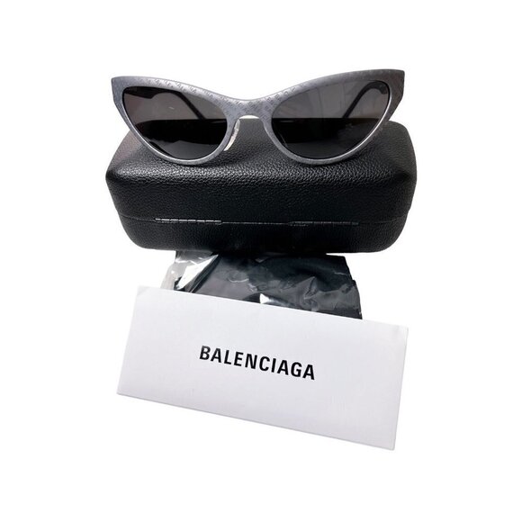 Balenciaga Accessories - Balenciaga Logo Womens Grey Aluminum Metal Frame UV Sunglasses with Case New